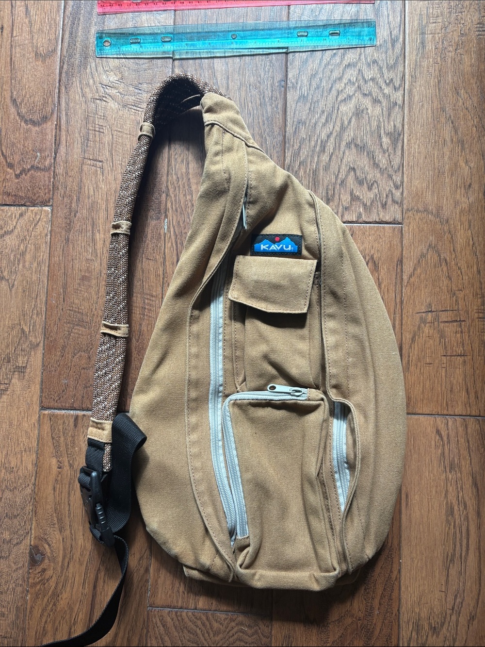 Kavu Tan Canvas Sling Belt Bag